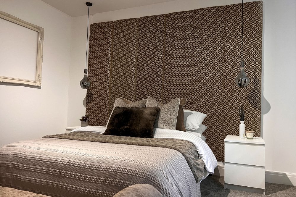 Diamond Patterned Velvet Headboard Wall Panel