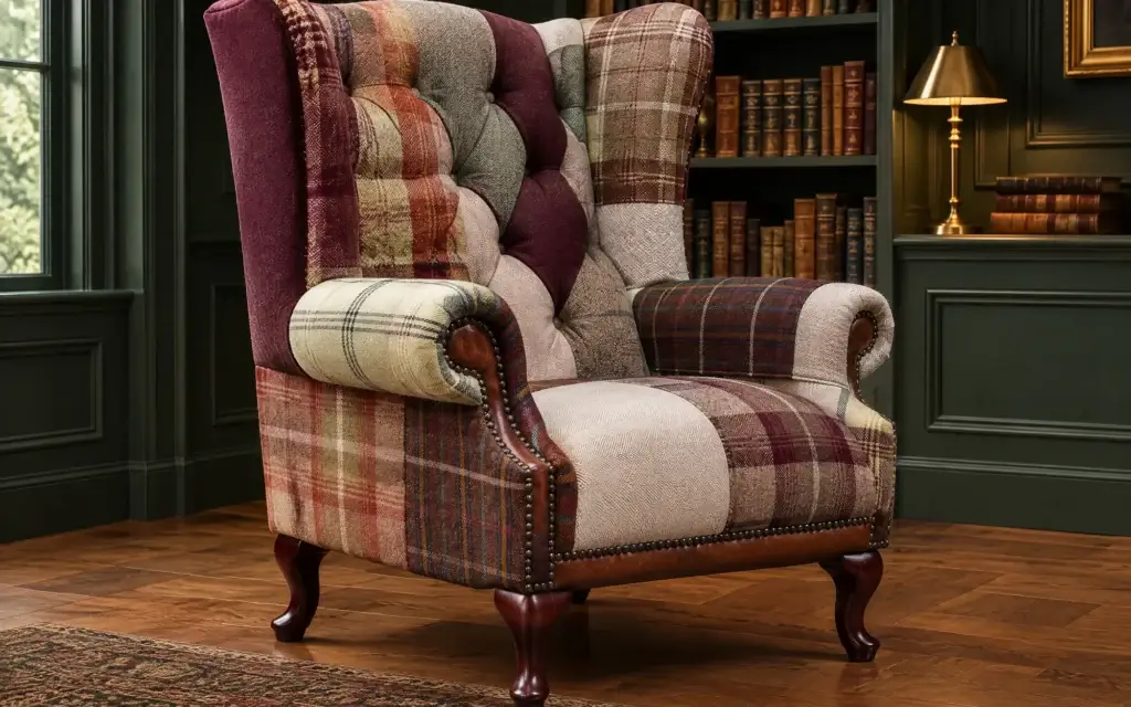 Lavenham Patchwork Chesterfield Wing Chair