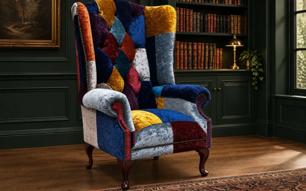 Windsor Patchwork Chesterfield Wing Chair