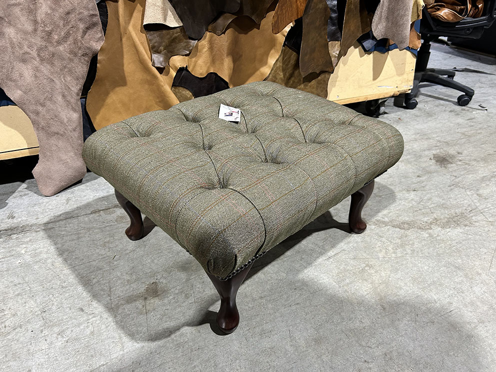 Kensington Sage Tweed Footstool