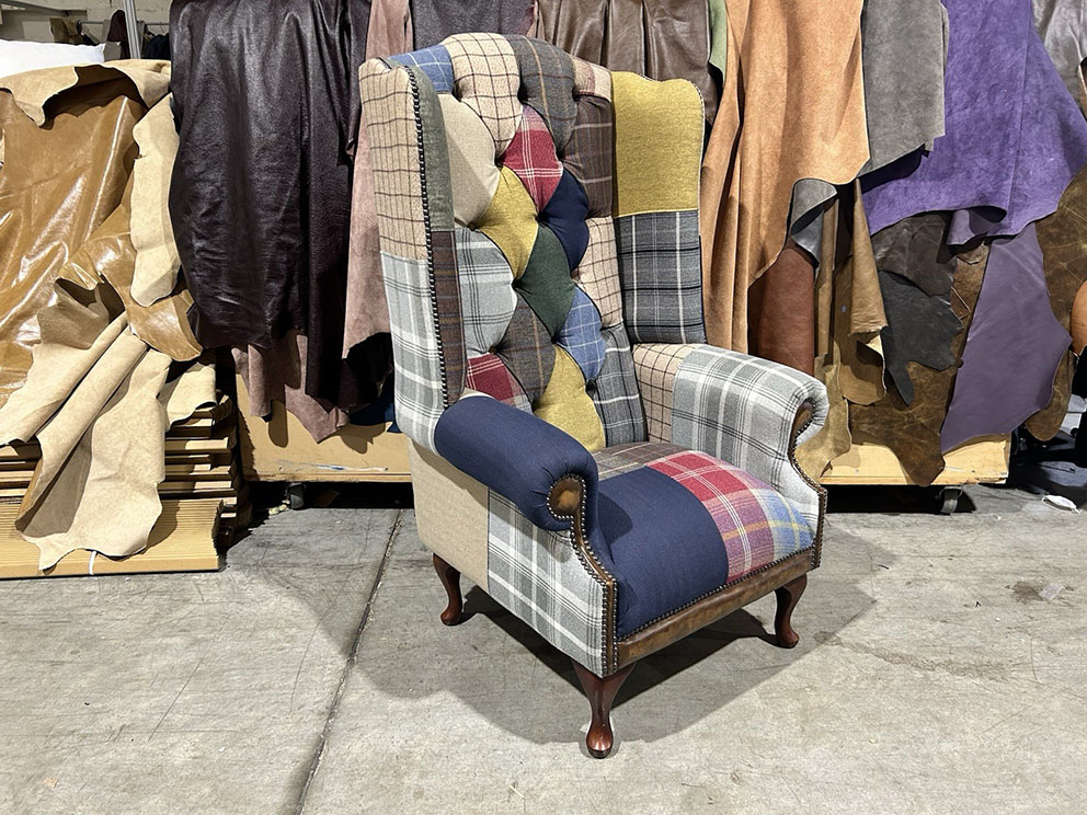 Ex Display Multicoloured Chesterfield Patchwork Wing Chair