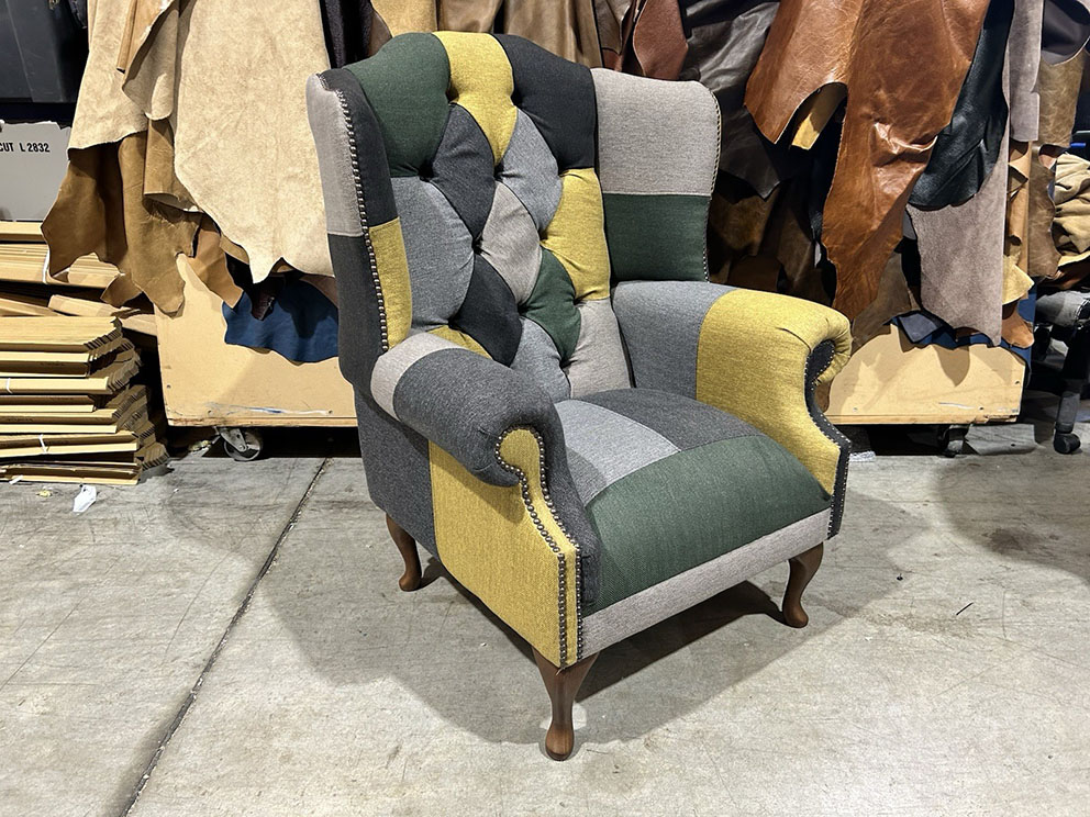 Ex Display Multicoloured Patchwork Chesterfield Wing Chair