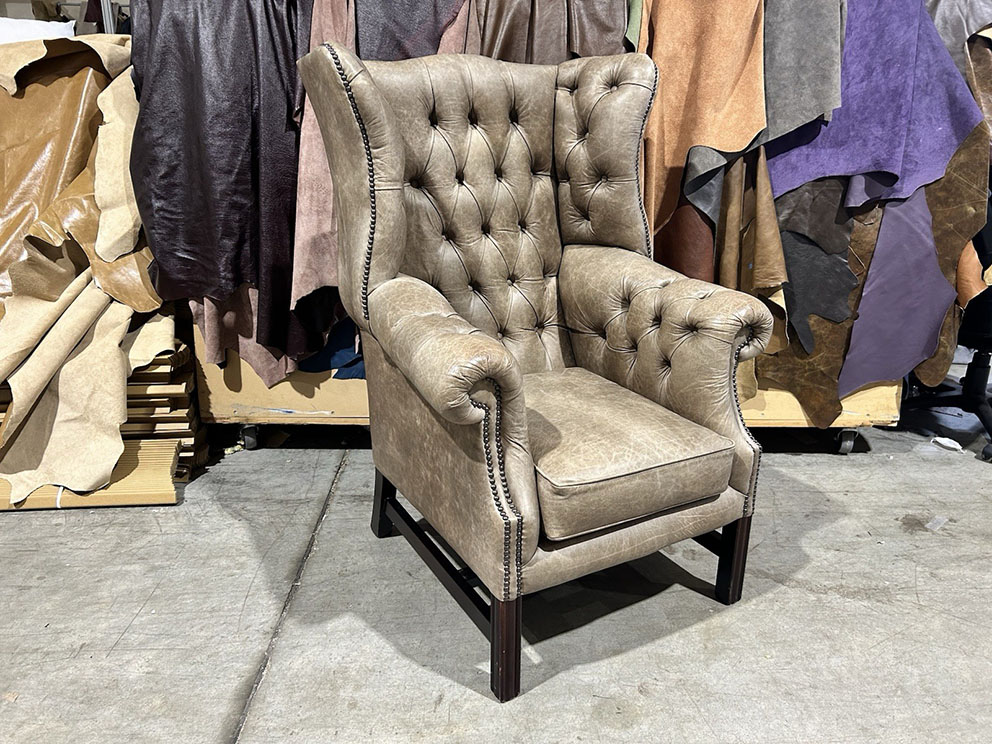 Ex display Chesterfield Leather Wing Chair
